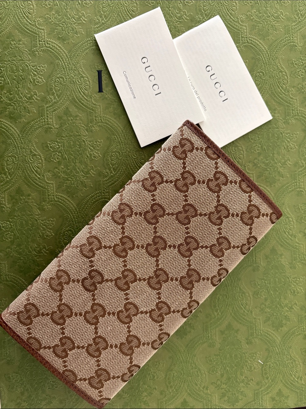 Gucci Brown & Beige GG Monogram Continental Wallet - Picture 5 of 8